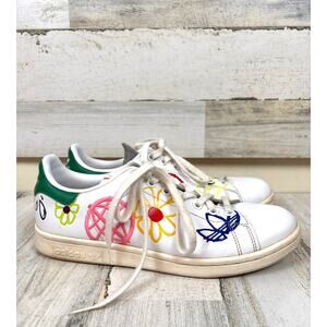 Adidas Women 9 White Primegreen Stan Smith Doodle Limited Edition Tennis Sneaker